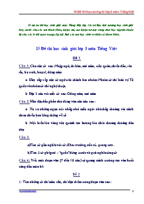 15 Đề ôn thi học sinh giỏi môn Tiếng Việt Lớp 3